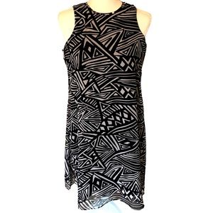 CALVIN KLEIN Black and White Geo Print Sleeveless Dress Size 4